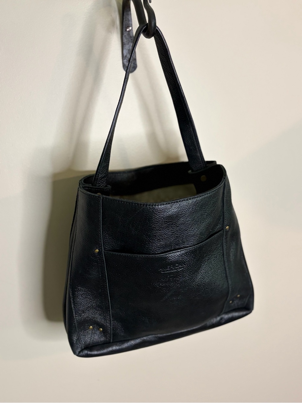 Classic Black Leather Shoulder Bag - #1325